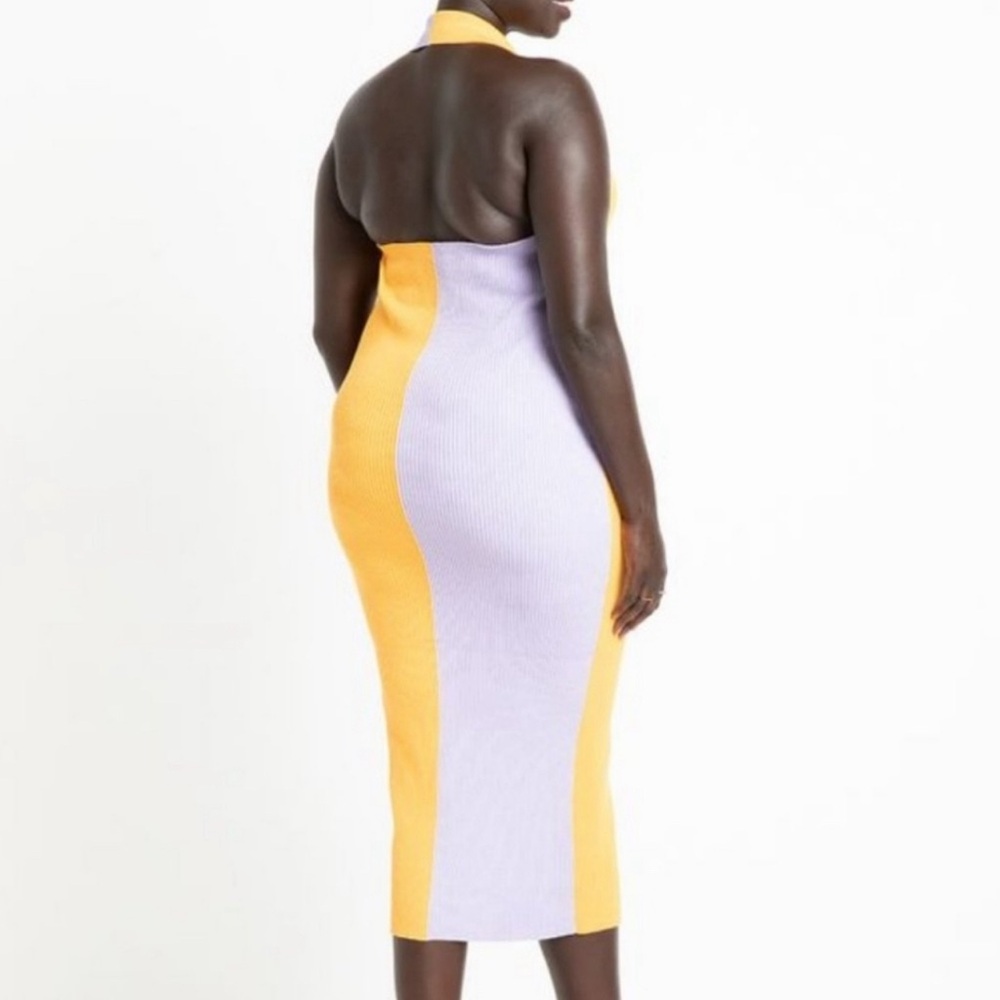ELOQUII Colorblocked Halter Sweater Dress - Picture 2 of 2